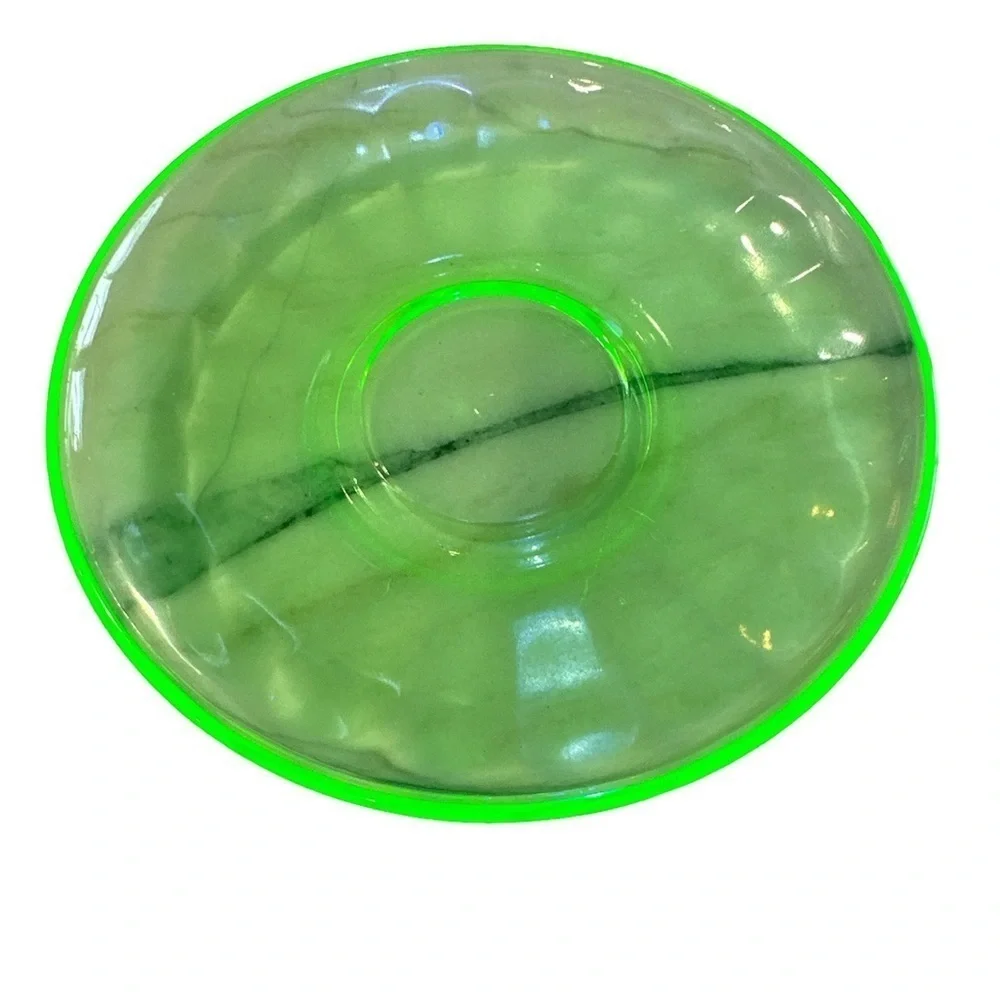 Uranium Glass/ depression glass Plate/ glass saucer plate set of 2